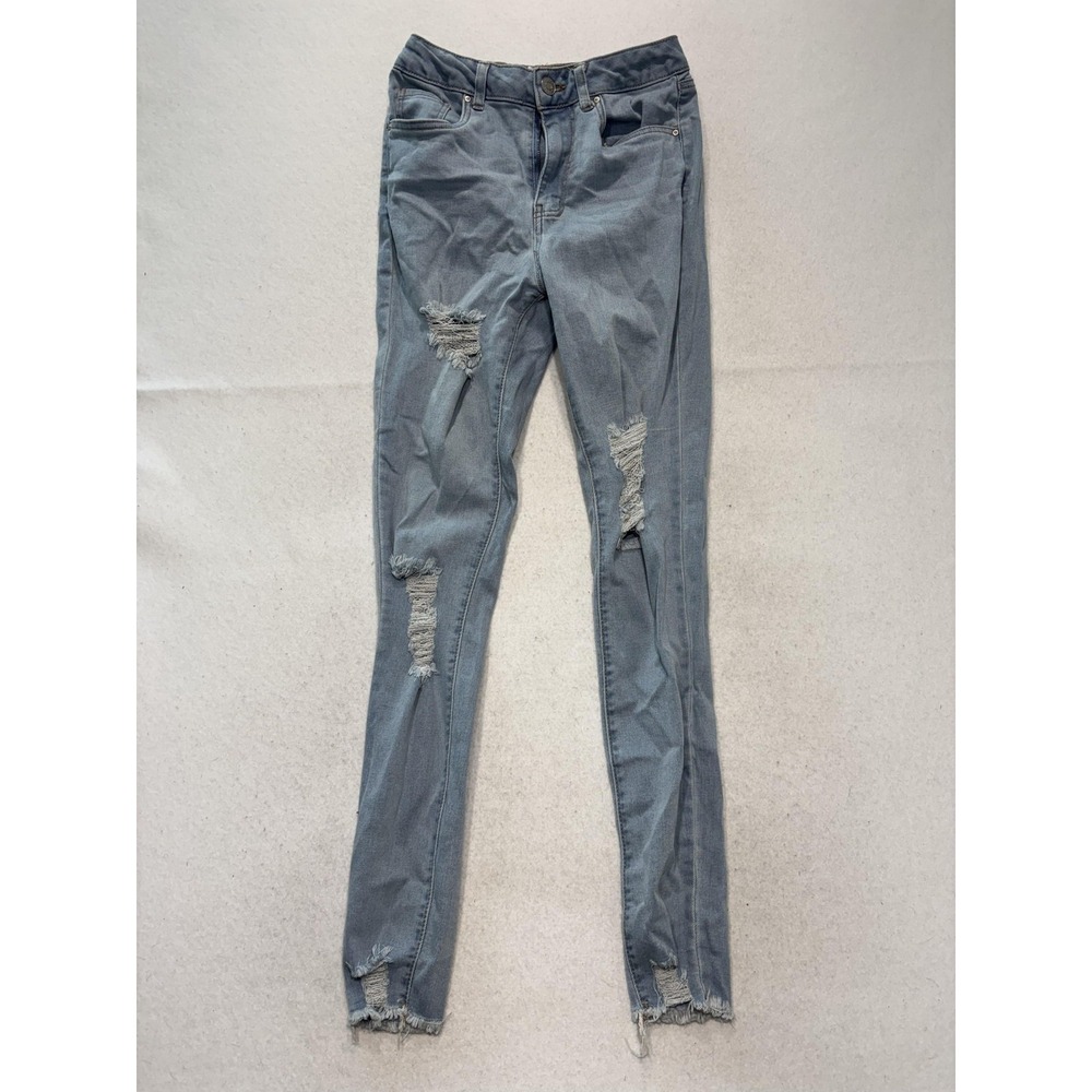 Refuge Miami High Rise Skinny Jeans Juniors 3 Light Wash Distressed 27x28.5
